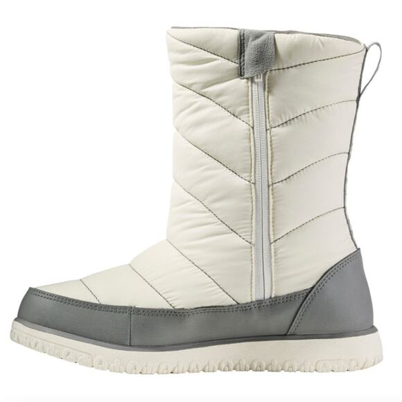 L.L. Bean Ultralight Quilted Insulated Boots, Tall Side-Zip | Women 6 White Gray - Picture 3 of 6